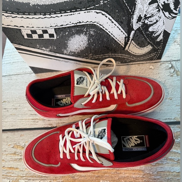 Vans Rowley Skate Shoes Men 12 Red Suede White Classic NIB Pro Model Rare - Picture 7 of 9